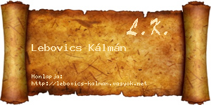 Lebovics Kálmán névjegykártya